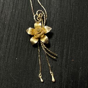 Vintage gold Overlay Imperial Gold Colored Rose on Slider Pendant